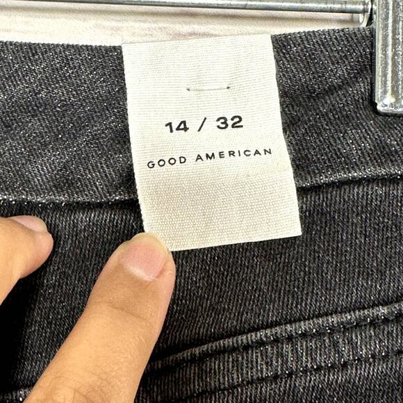 NWT Good American High Waist Black Skinny Jeans Raw Hem Plus Size 14 32 - Picture 9 of 10